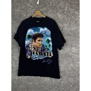 Vintage Elvis Presley Tshirt Mens XL Rock And Roll Music 90s Hawaii Blue Album